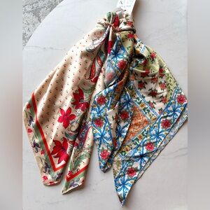 NWT Anthropologie Spring Summer Floral Hair Scarves Set of 2